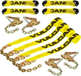 Vulcan Th053-k4 8-point Roll Back Tie Down Kit Chain Tails Both Ends 4pk Yellow