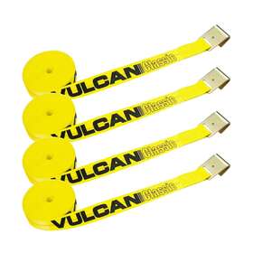 Ws227f12-4p Vulcan Winch Strap With Flat Hook - 2 Inch X 27 Foot 4 Pack Classic Yello