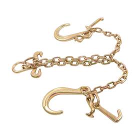 Wa5263335ur Waltvotur 5/16 Inch 2ft G80 V Bridle Chain Trailer Transport Tow Chains 5400lbs With 8 Jrt Hook