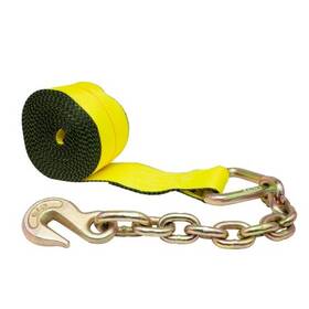 Cs01-0058 World American Winch Strap 4 Inch X 40ft Yellow With Chain Anchor