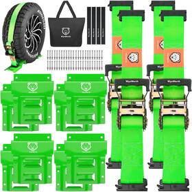 Wynwerth Ww2025013 Wheel Chock Tie Down Straps Kit For Trailers E-track 2in X 8ft Green