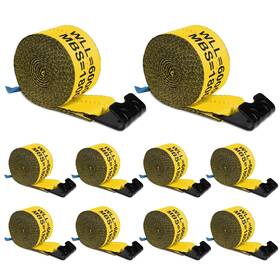 Useb-xbts003 X-bull 10 Pack 4 Inch 30ft Winch Truck Straps With Flat Hook Towing 18000 Lbs Yellow