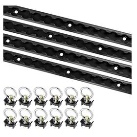 Xie3492 Yaocom L Track Tie Down System 4 Pack 4ft Black Anodized Aluminum 12pcs O-ring Fittings