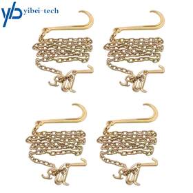 Yibei-tech Yi372120t 4 Pieces 4700lbs G80 Tow Chain With 15 Inch Jrt Hook Grab J 5/16 8ft