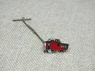 Beautiful Tie Pin Silver Gold Tone Train Car Enamel 1/2" W X 3/4" Long. Fixed Price $13.95.