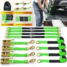 4 Pack Auto Trailer Car Haul Tie Down Kit Lasso Wheel Ratchet Strap W/ Snap Hook. Fixed Price $85.46.