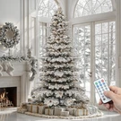 7.5FT Pre-lit Flocked Mountain Pine Christmas Tree With Remote & 550 Lights. Fixed Price $414.99.