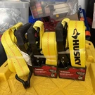 3 Husky 27 Ft. Heavy Duty Ratchet Tie-down With Double J Hook 2" Diameter New!. Fixed Price $45.00.