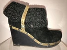 Otbt Black Arvin Wedge Women Ankle Boots Booties Fur Fold-over Strap 9.5. Fixed Price $22.00.