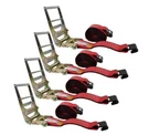 (4 Pack) 4" X 30' Ratchet Straps W/ Flat Hook, Wll 5,400 Trailer Tie Down - Red. Fixed Price $174.99.