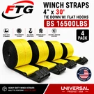 Ftg Universal 4" X 30' Winch Straps With Flat Hooks Heavy Duty Cargo Tie Down. Fixed Price $56.05.