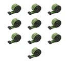 (10 Pack) 4" X 30' Winch Strap With Hook - Green Flatbed Tie Down. Fixed Price $134.99.