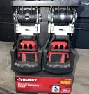 Husky Ratchet Tie Down 16'X1 1/2" (2 Pack) 1,000 Lb Bonus Storage Bag Black Red. Fixed Price $24.98.