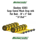 Kinedyne 423021 Cargo Control Winch Strap With Flat Hook - 30' X 4" Gold 10 Pack. Fixed Price $200.00.
