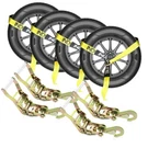 4 Packs Axle Straps With Snap Hook Car Trailer Hauler Ratchet Tie Down. Fixed Price $69.99.